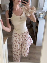 Bear Print Sleeveless  Pajama Set Womens Lingerie